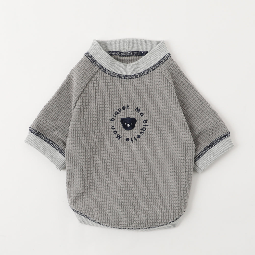 ぽこぽこドロップショルダー刺繍トレーナー