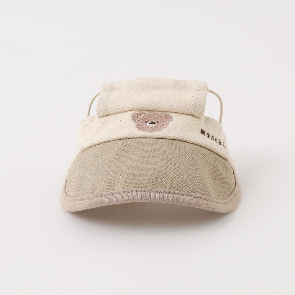 Bear embroidery bicolor sun visor cap