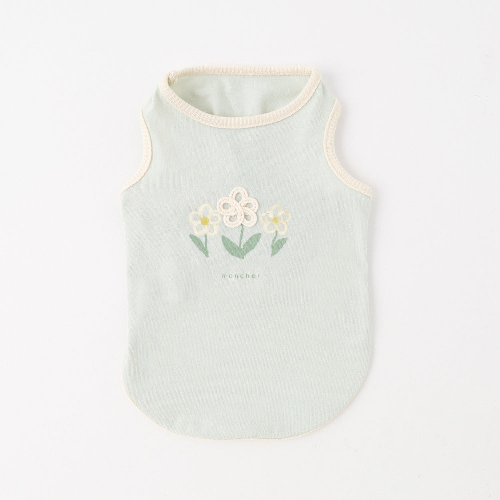 冷感コードフラワー刺繍トップス