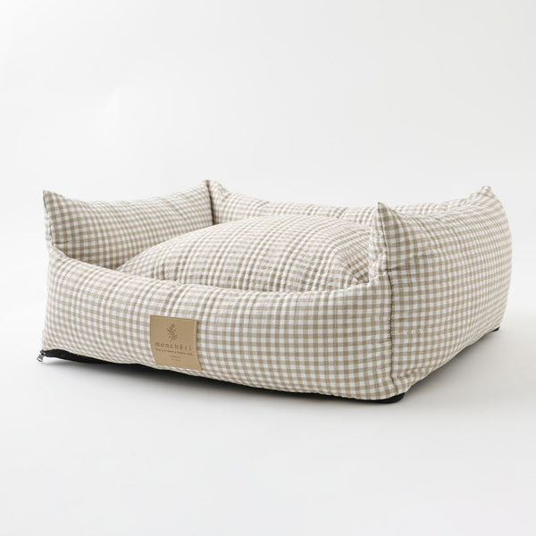 Gingham check cushion bed