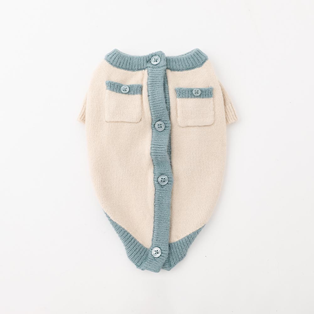 bicolor crew neck cardigan