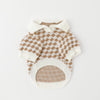 Check pattern knit polo shirt with collar