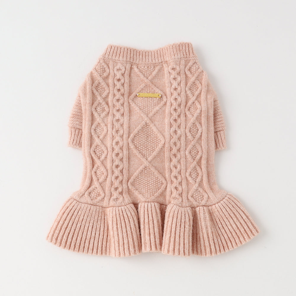 knit cable ruffle dress