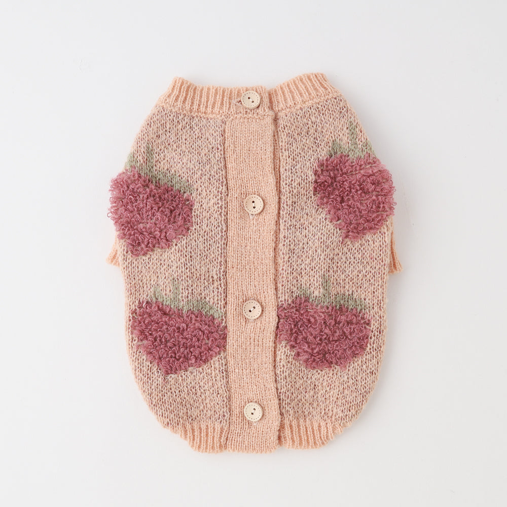 Strawberry pattern knit cardigan