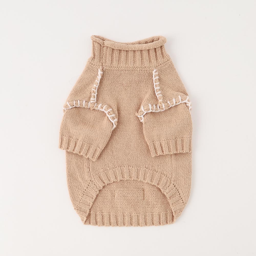 Overlock high neck knit tops