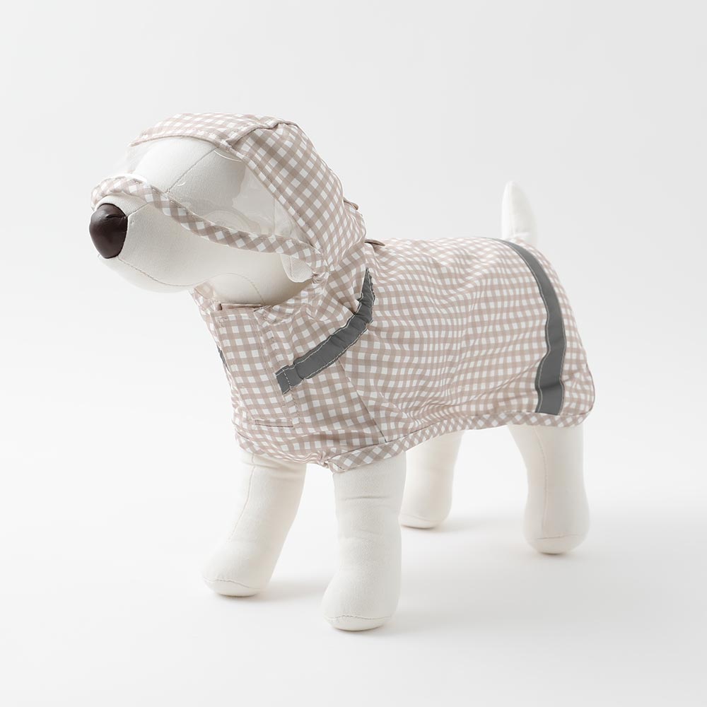 Water repellent gingham check raincoat