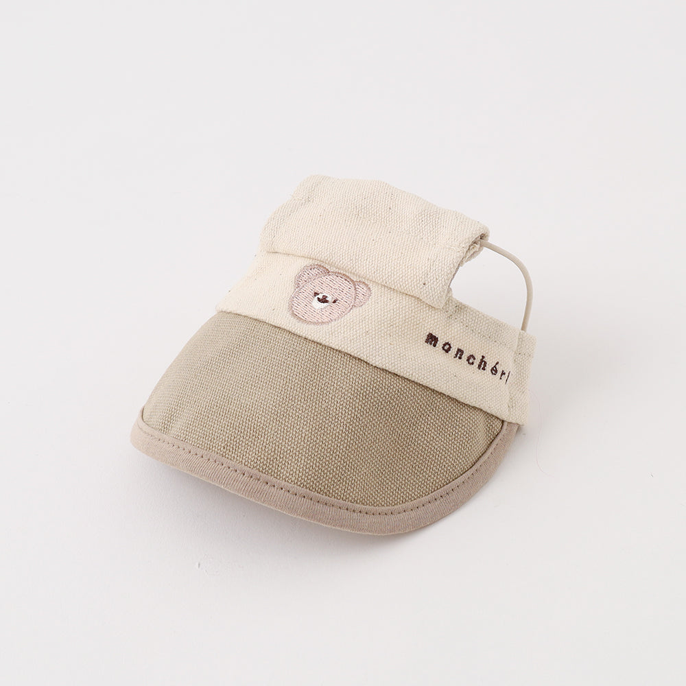 Bear embroidery bicolor sun visor cap