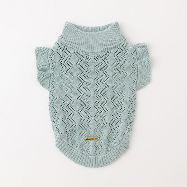 Shoulder frill cable knit tops