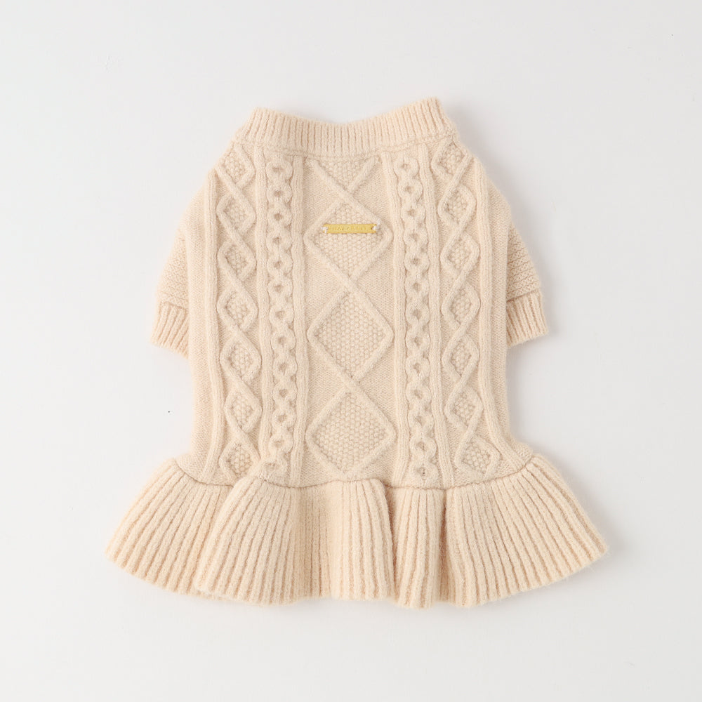 Knit cable frill dress