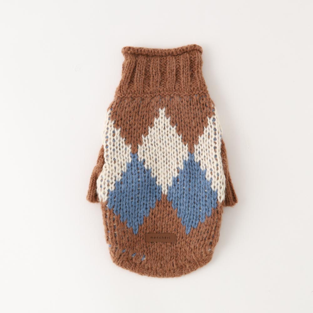 Low gauge knitting argile pattern high neck knit