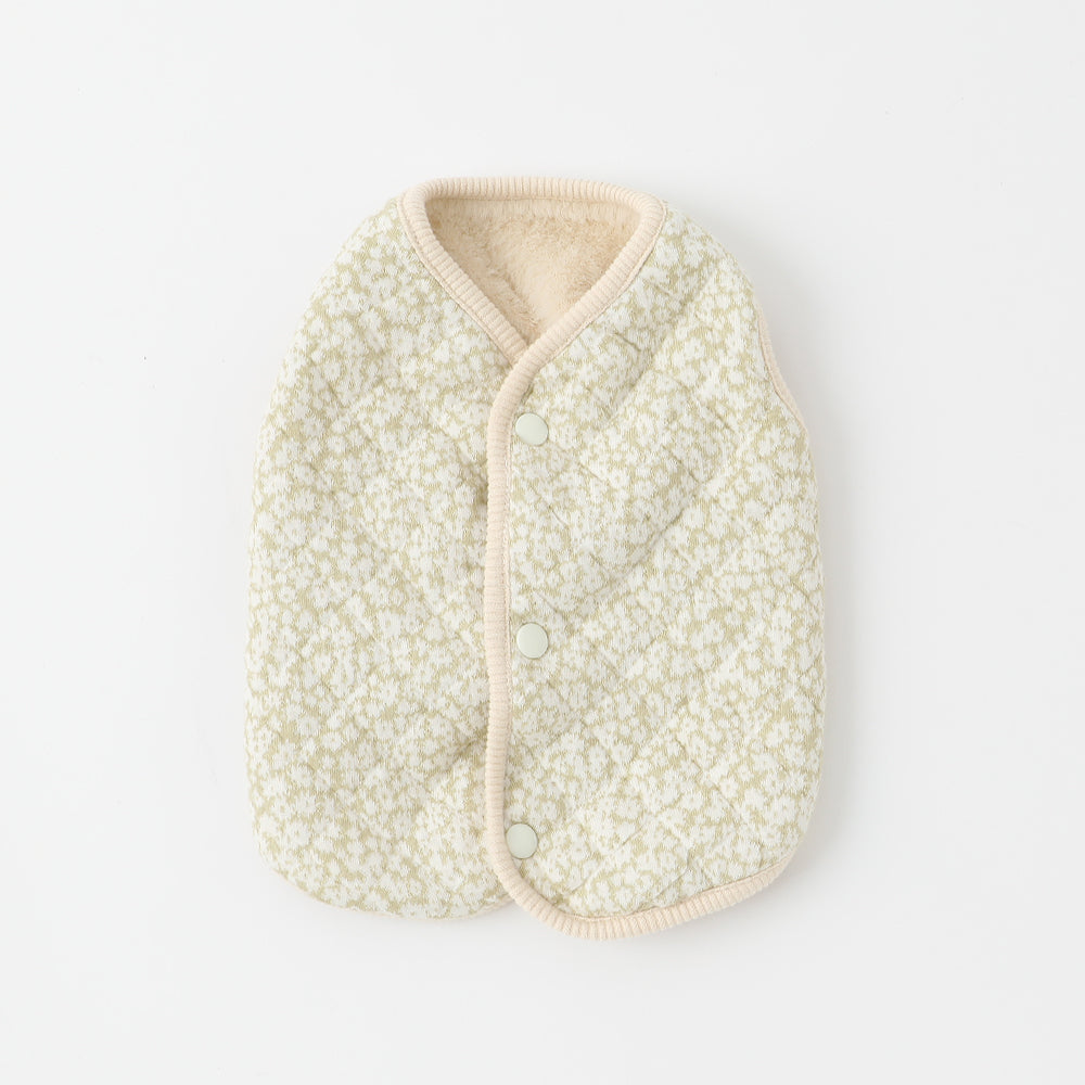 Reversible small floral pattern quilted vest