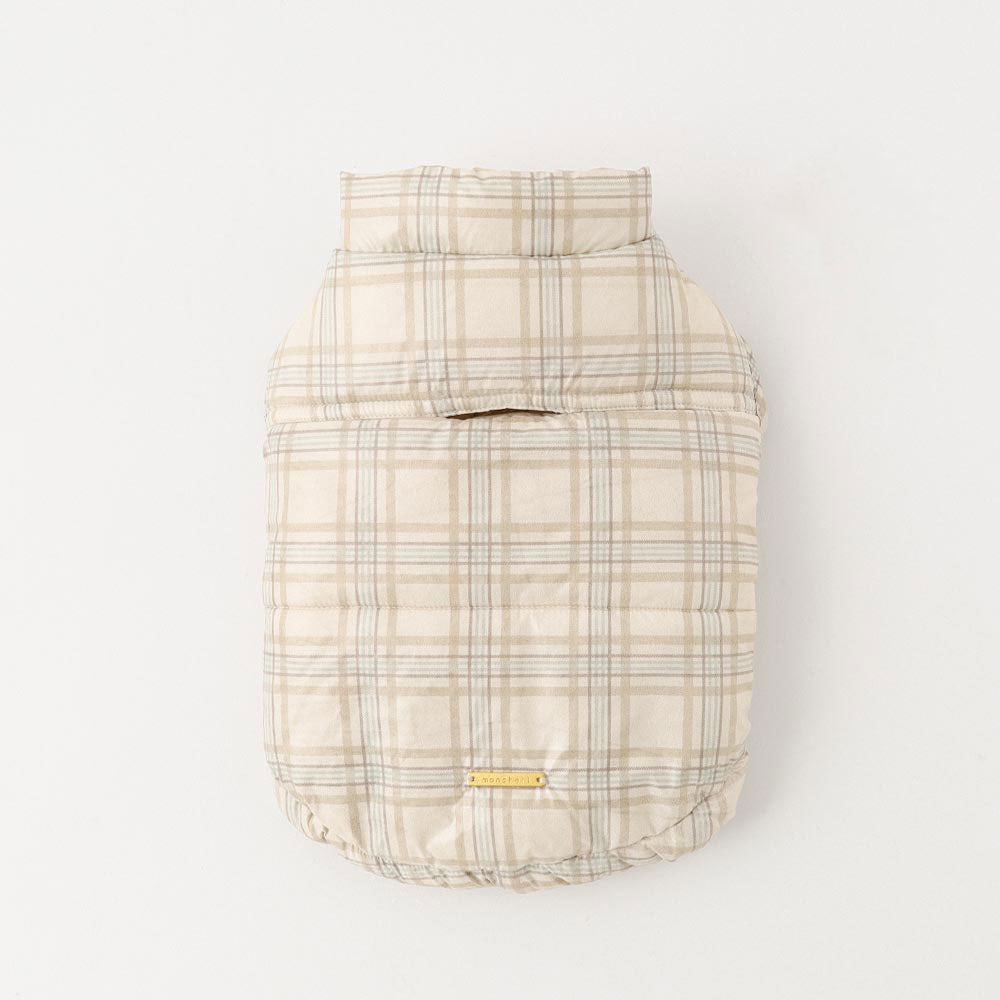 check print puff vest