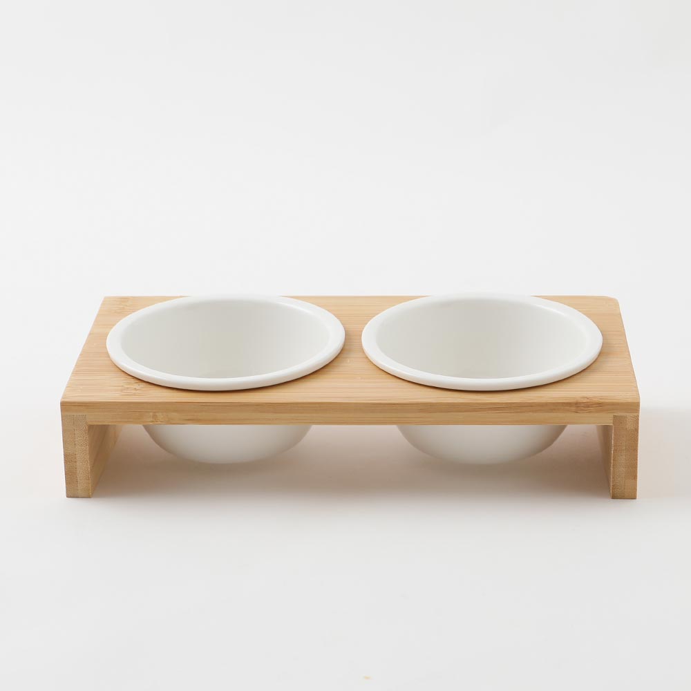 wood stand mini food bowl