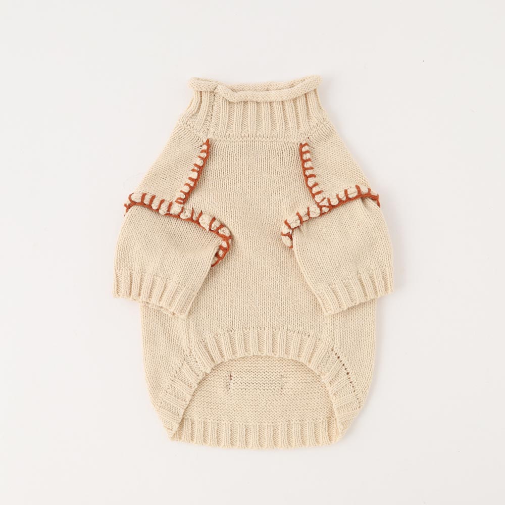 Overlock high neck knit tops