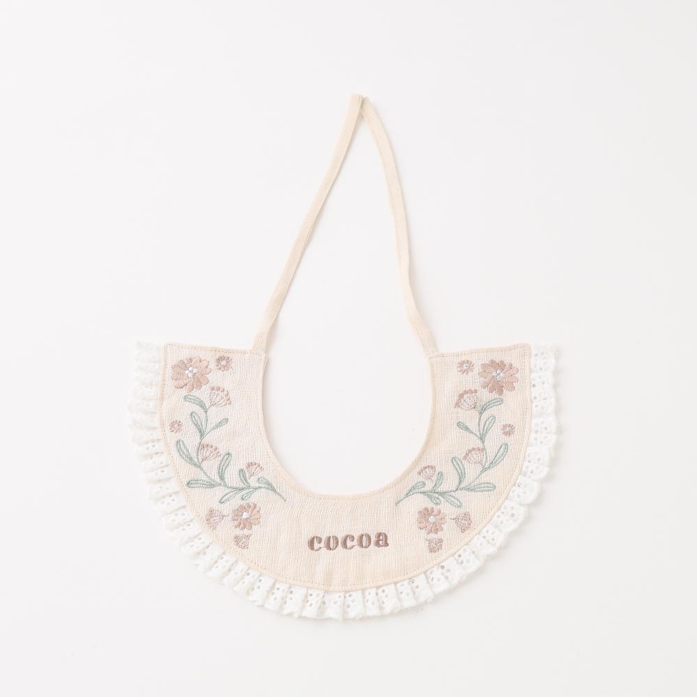 フラワー刺繍フリルつけ襟【名入れ刺繍対応】
