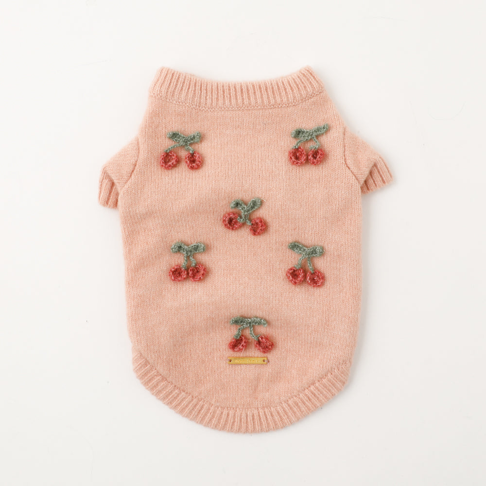 Cherry motif knit tops