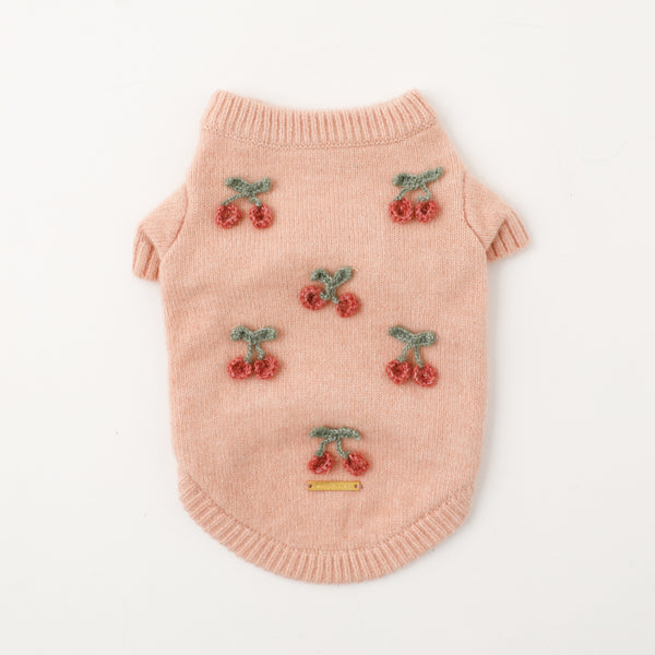 Cherry motif knit tops