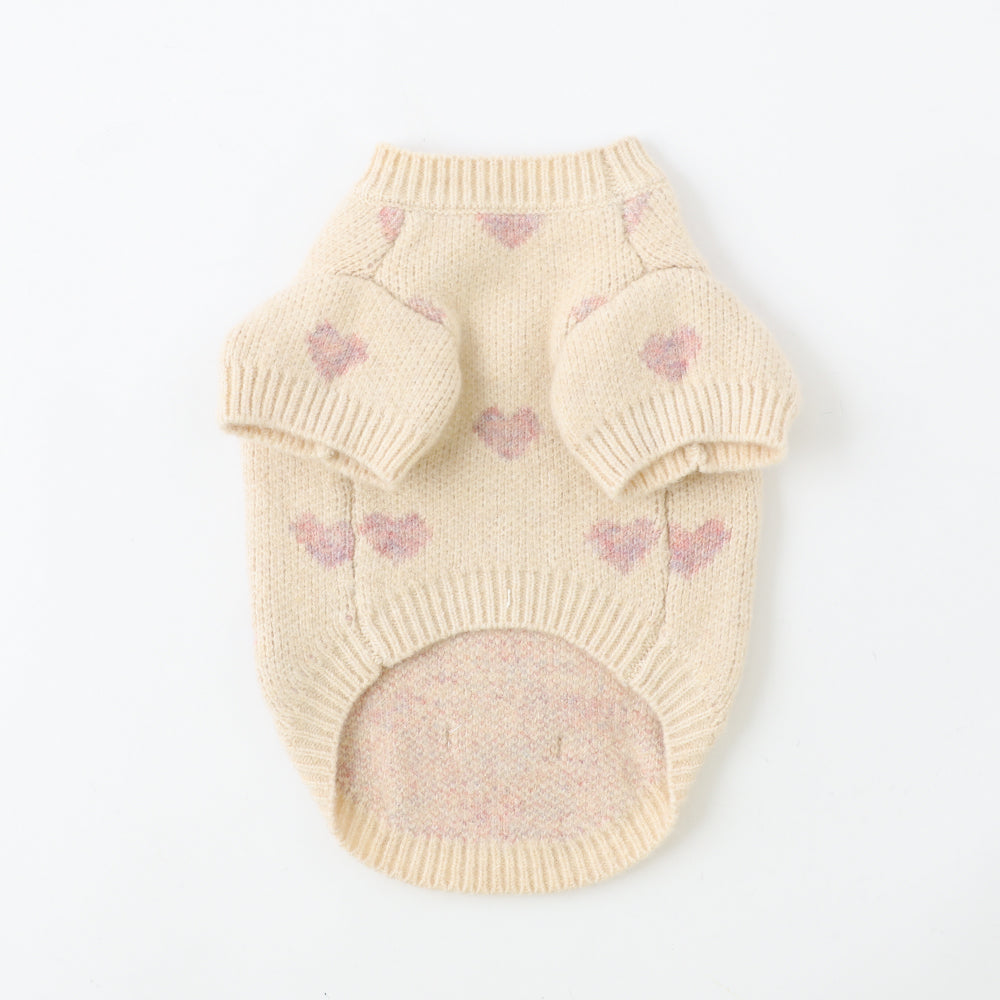 heart pattern jacquard knit tops