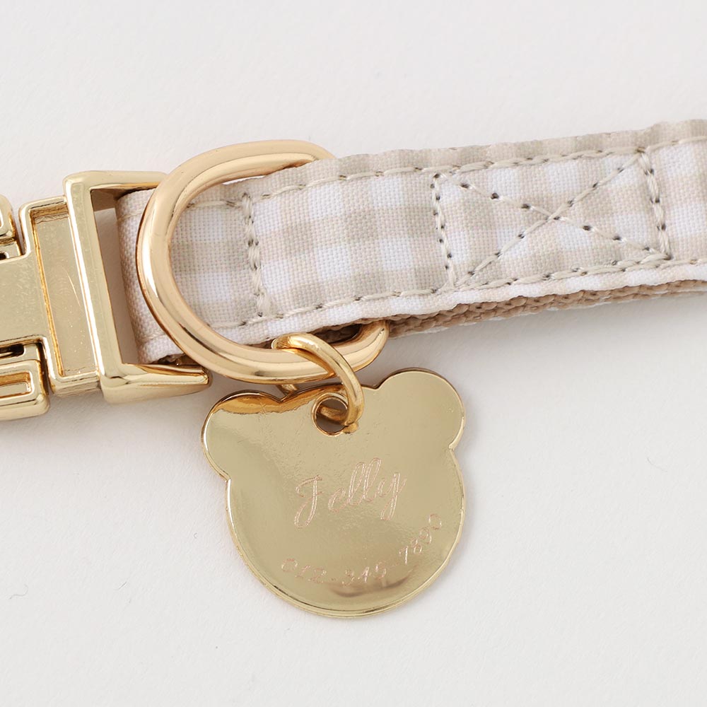Gingham check bear charm color + lead set [Supports name engraving]