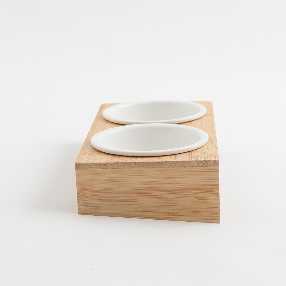 wood stand mini food bowl