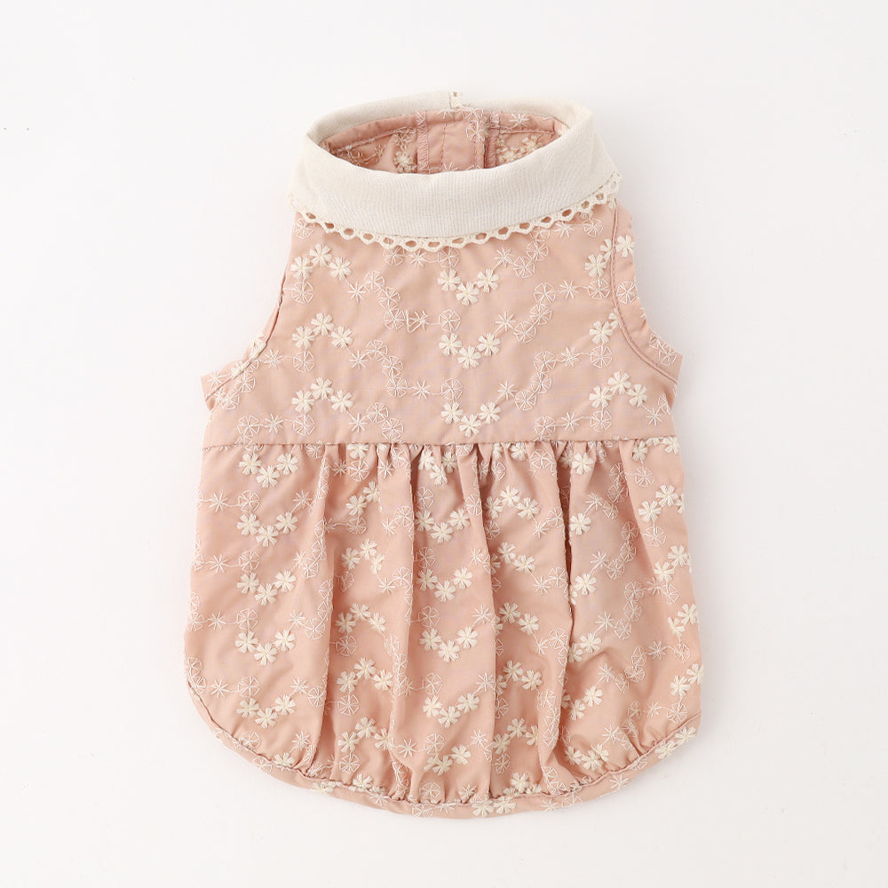 Cold embroidery flower pattern Pico lace sleeveless tops