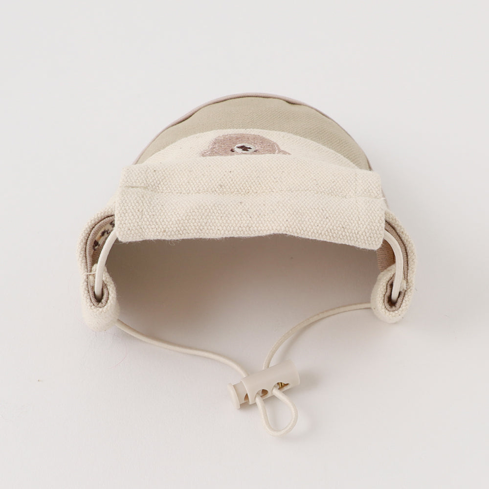 Bear embroidery bicolor sun visor cap