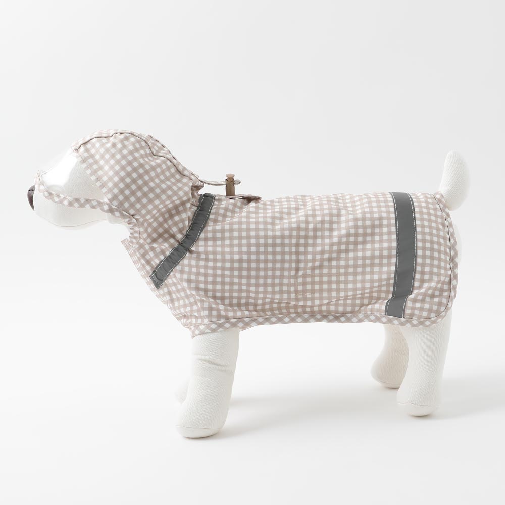 Water repellent gingham check raincoat