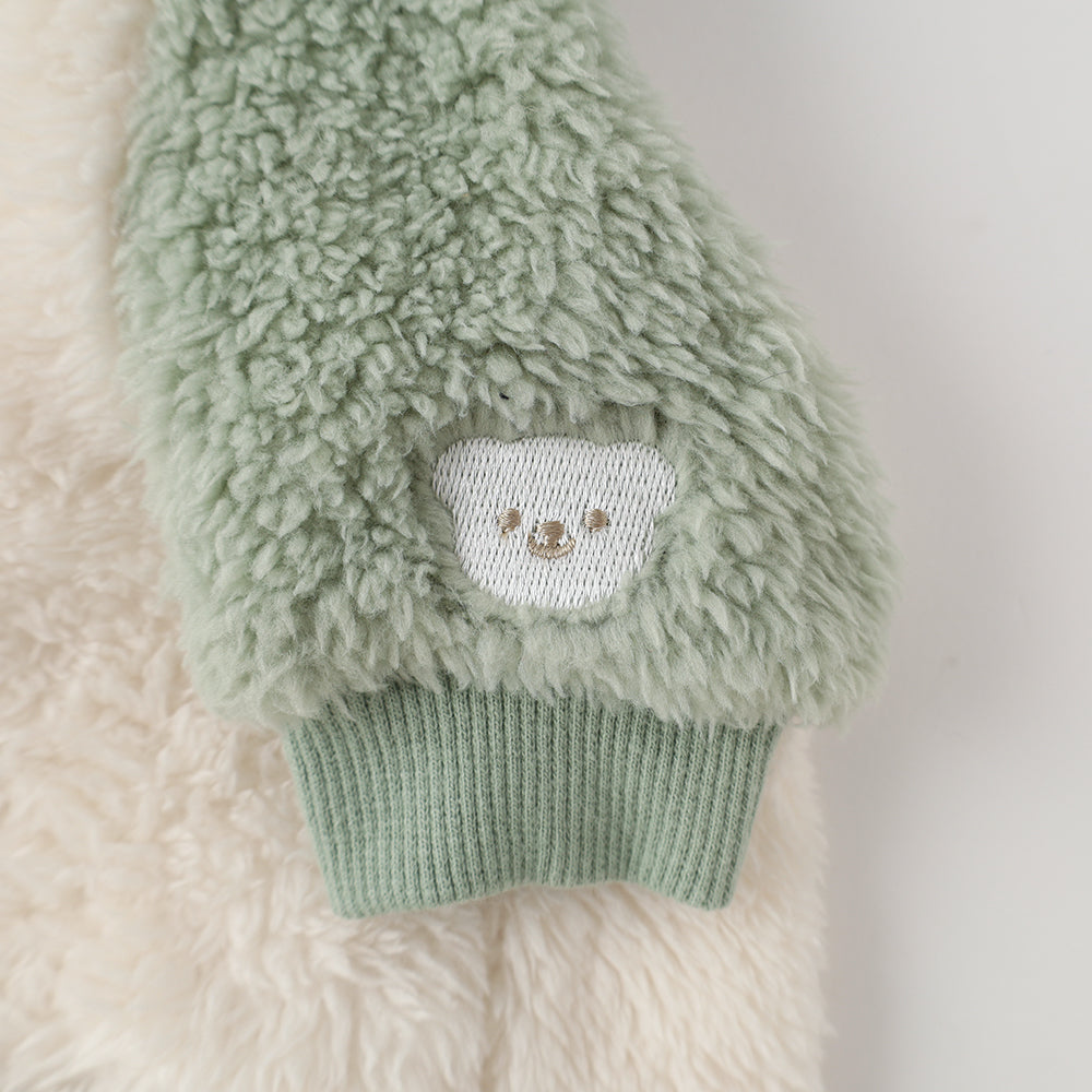 くまさん刺繍バイカラーフードパーカー
