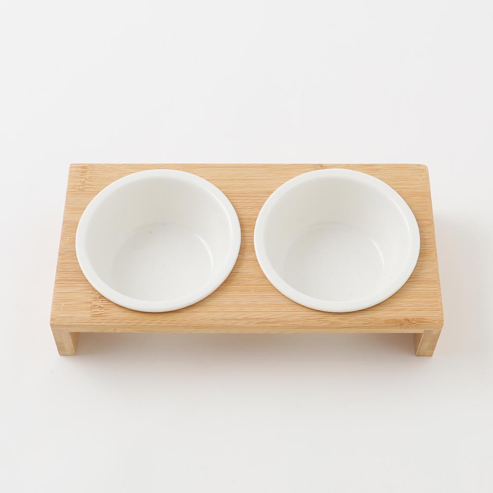 wood stand mini food bowl