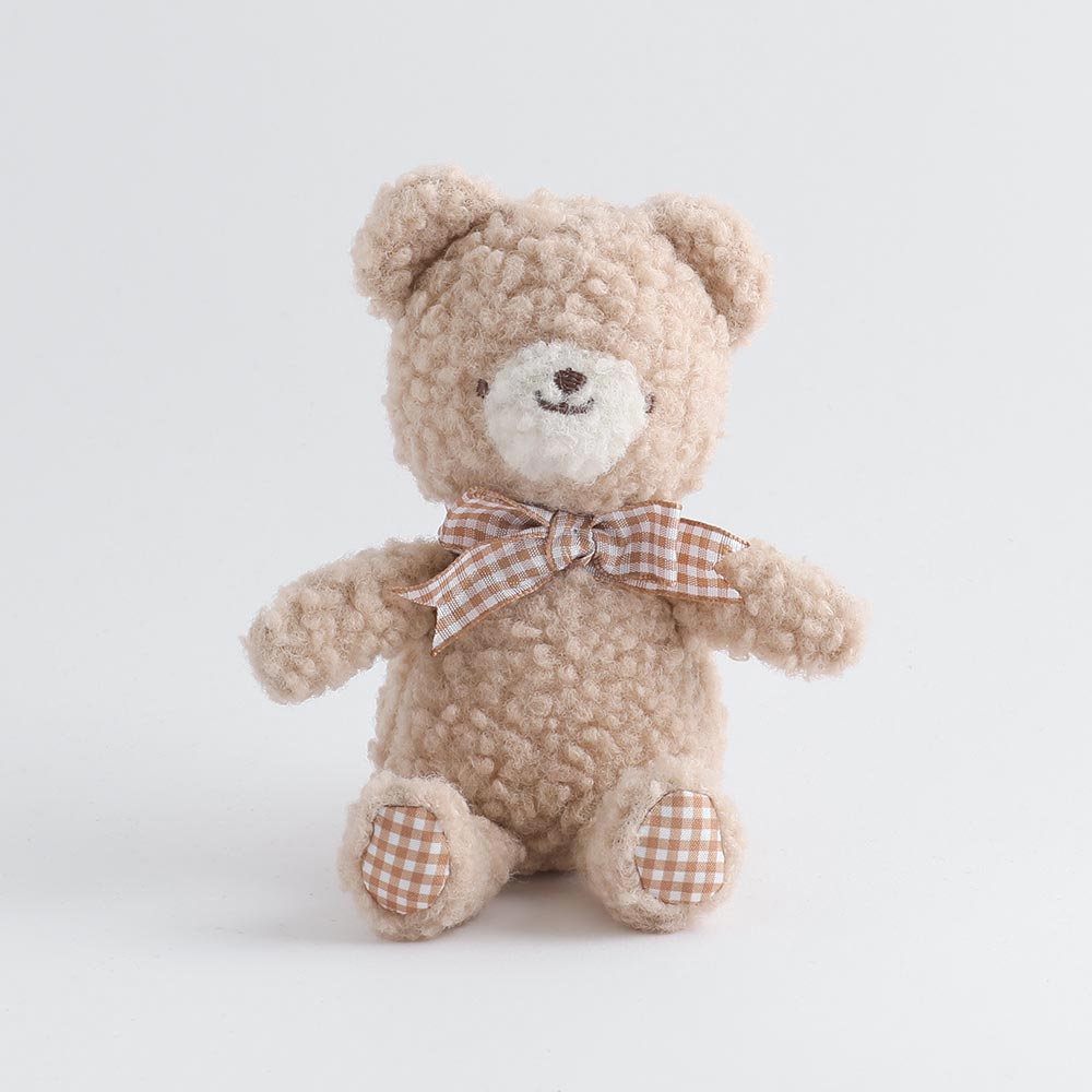 kuma -San Gingham Check Ribbon Plush