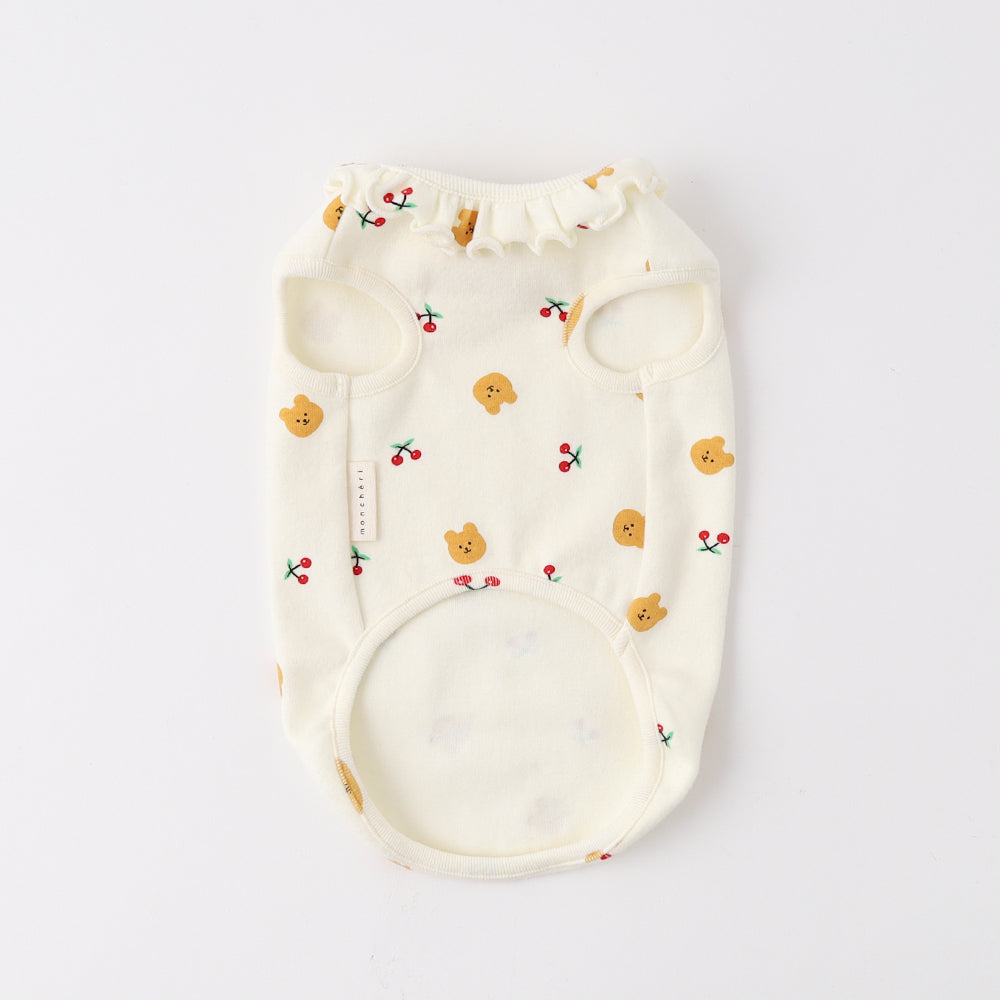 Cool bear pattern collar ruffle sleeveless tops