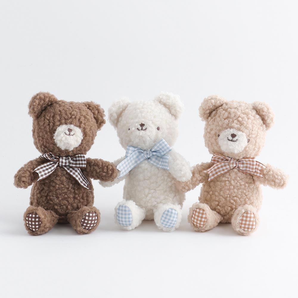 Bear Gingham Check Ribbon Plush Toy
