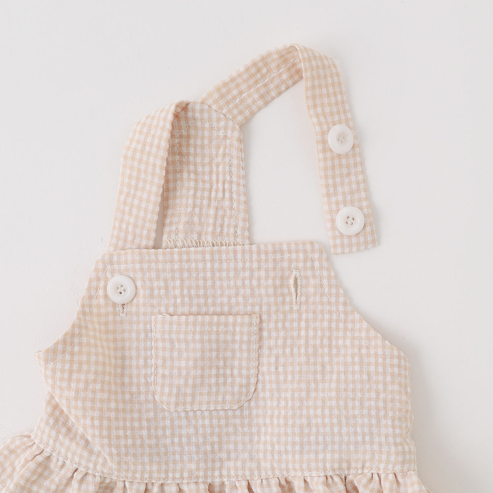 Cool gingham check tiered dress + bucket hat SET