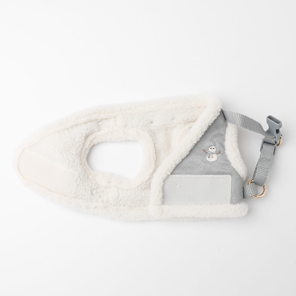 Snowman pattern embroidered boa harness + lead set [Name embroidery available]