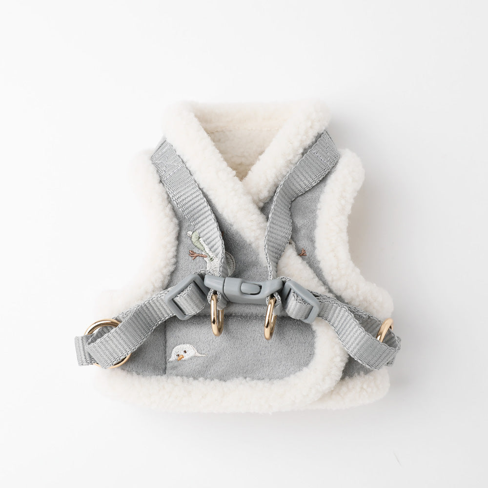 Snowman pattern embroidered boa harness + lead set [Name embroidery available]