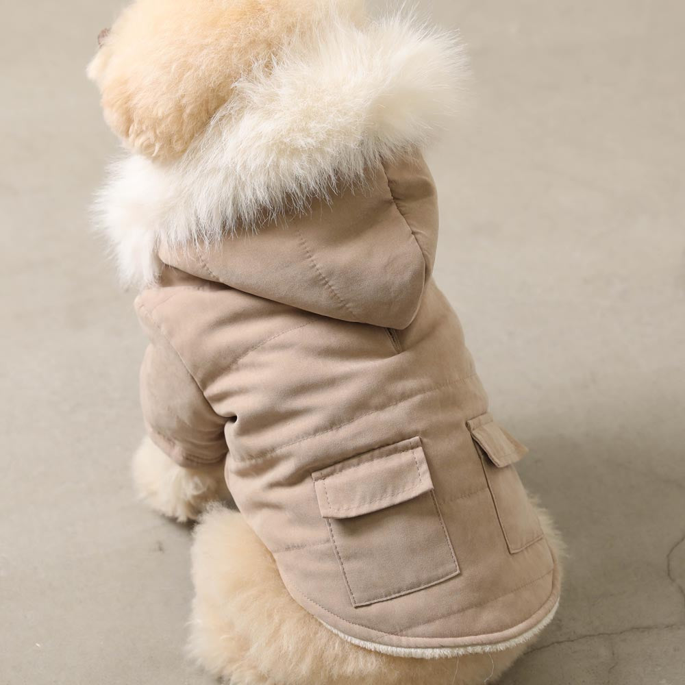 moncheri ポケット付きフードダウンジャケット 犬服 ドッグウェア XL ポケット付きフードダウンジャケット