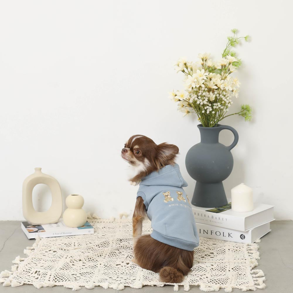 Bear embroidery sleeveless hoodie