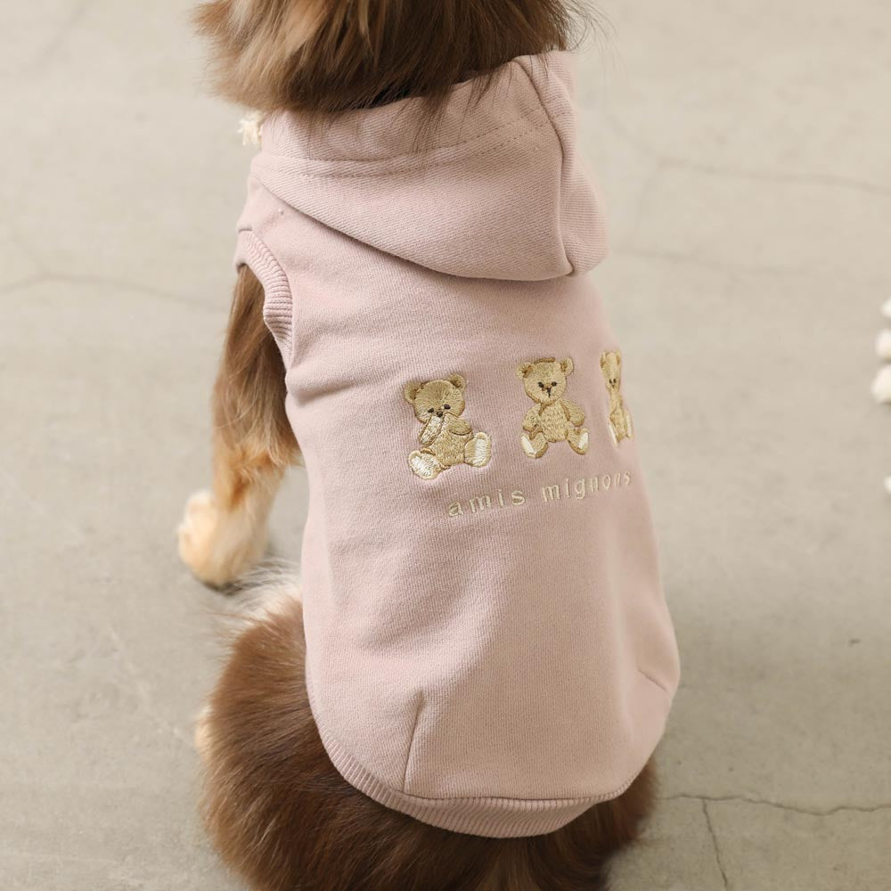 くまさん刺繍ノースリーブパーカー