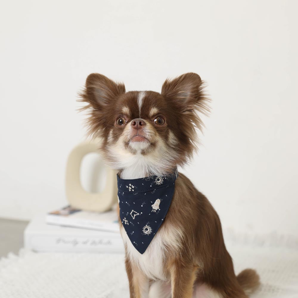 Star pattern embroidery bandana with cold feeling ice pack pocket [Includes ice pack]