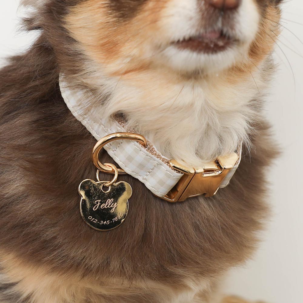 Gingham check bear charm color + lead set [Supports name engraving]