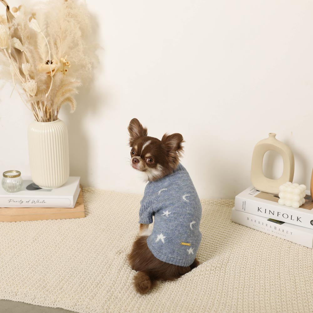 Stars and moon high neck knit