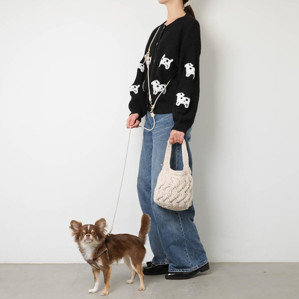 norimochi ハンドニット　ポシェット　犬　バッグ 消臭ニット編みお散歩バッグ