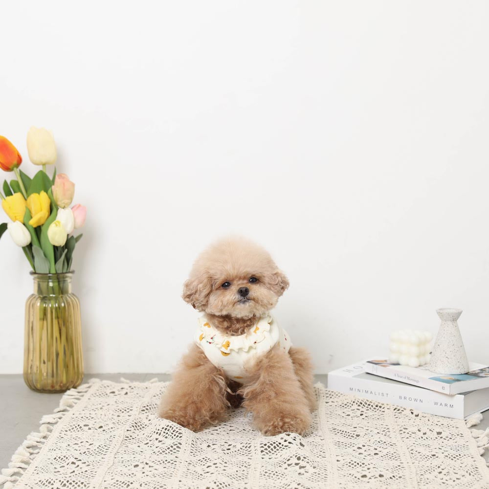 Cool bear pattern collar ruffle sleeveless tops