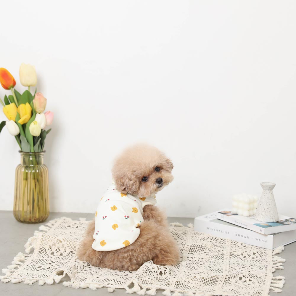 Cool bear pattern collar ruffle sleeveless tops