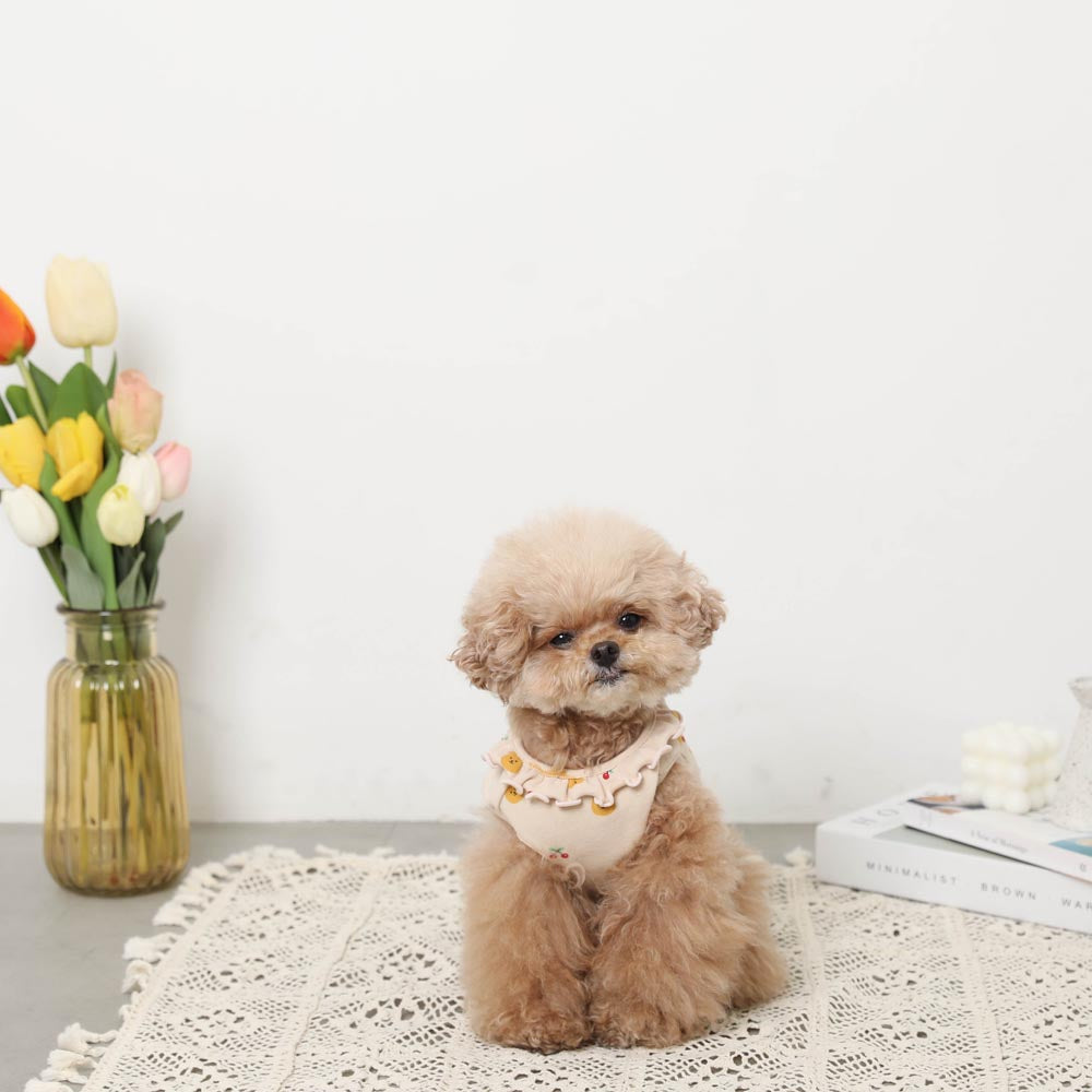 Cool bear pattern collar ruffle sleeveless tops