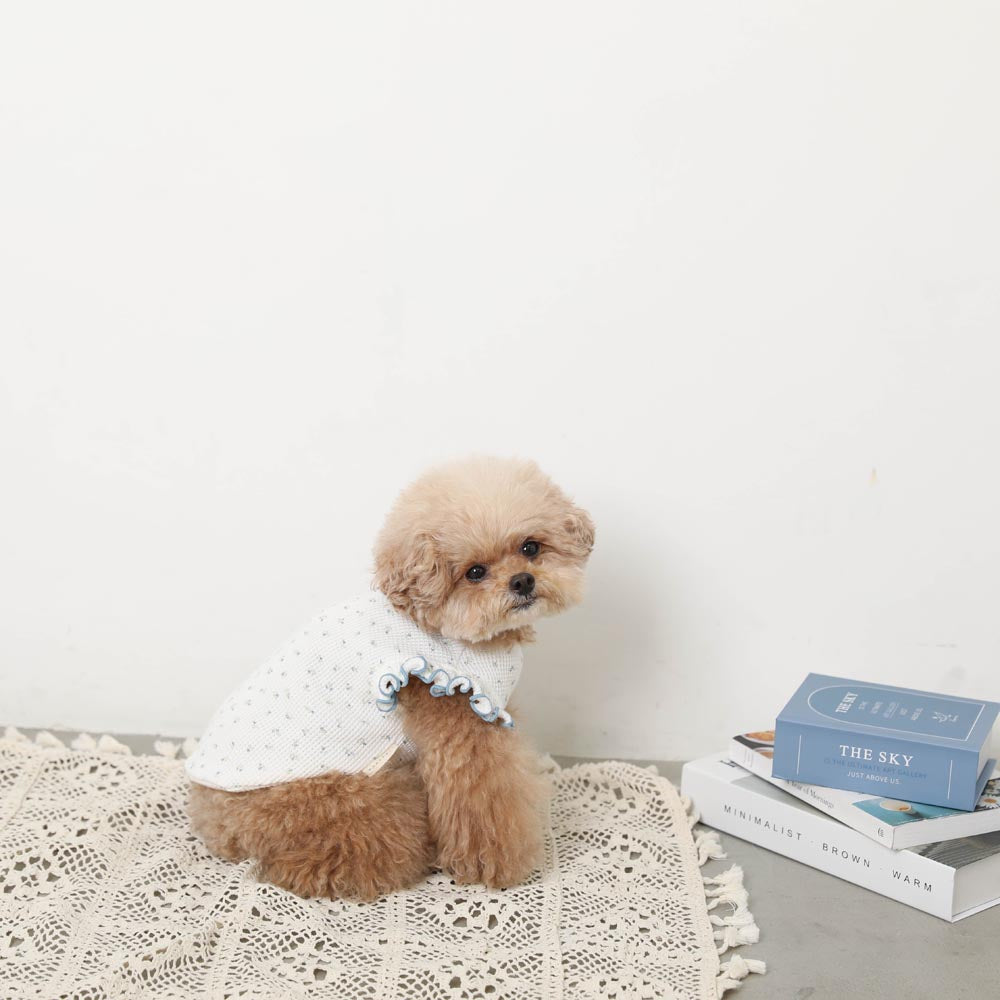 Cool small floral pattern shoulder mellow ruffle tops