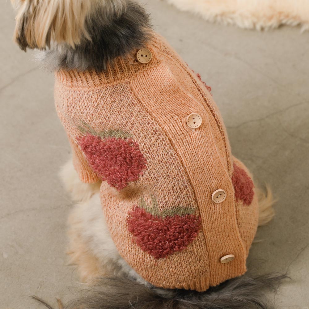 strawberry pattern knit cardigan