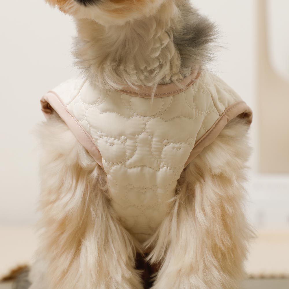 Reversible boa bear quilted jacket