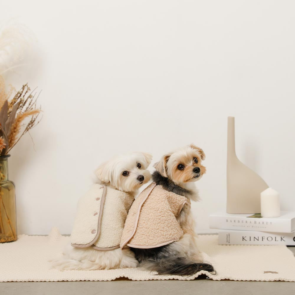 Reversible boa bear quilted jacket