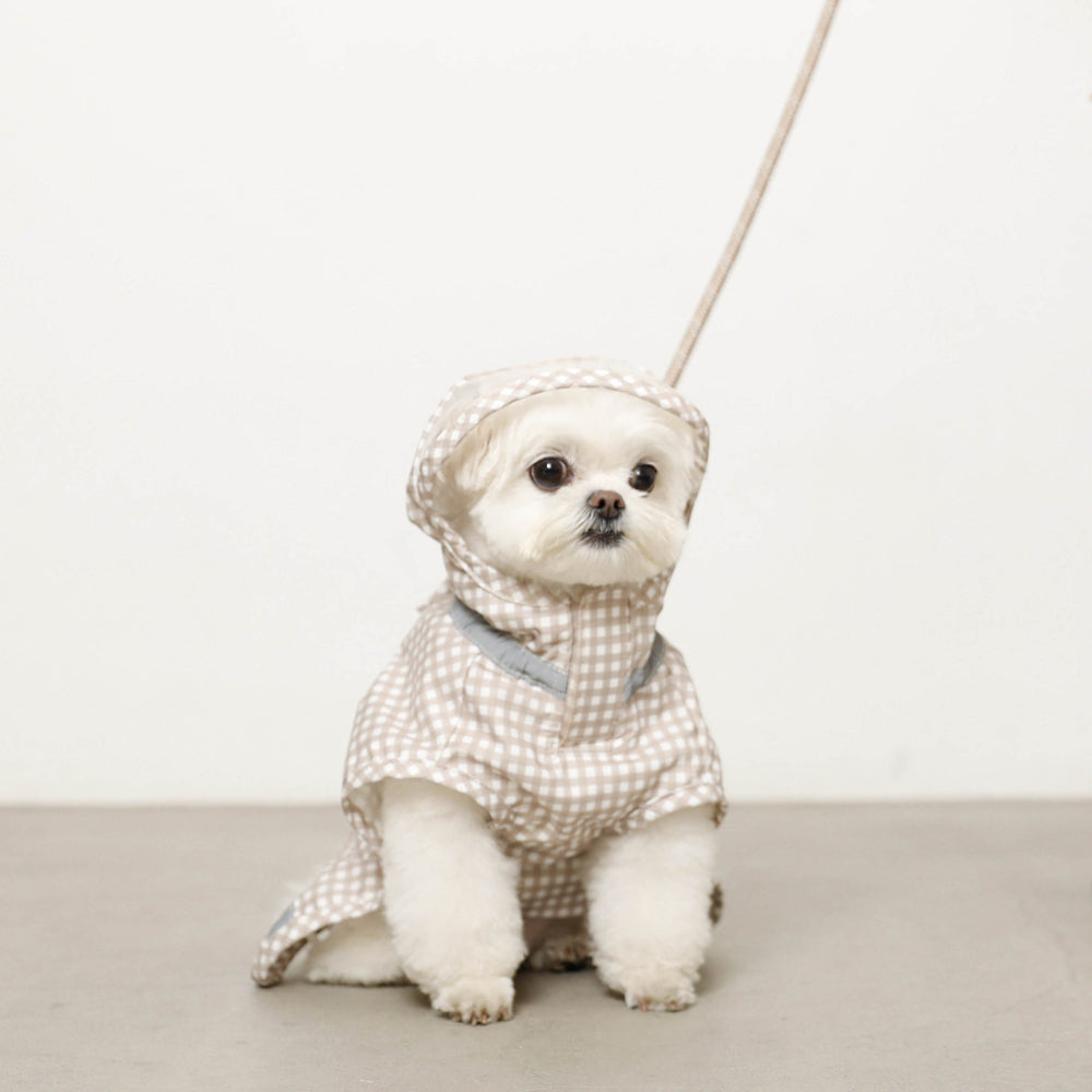 Water repellent gingham check raincoat